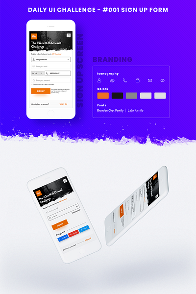 Daily UI Challenge - #001 Sign Up form branding contest daily ui design form guidelines mobile app sign in sign up ui user experience user interface ux