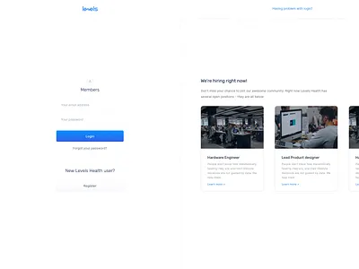 Sign In/Up Desktop page - Levels Health clear design desktop desktop sign in up landing login registration registration form sign in sign in form sign in page sign up ui website