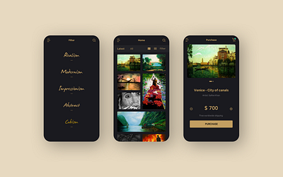 Art Cart app app design application art best black fine art fine arts fine arts branding gold icon iconography minimal minimal app design painitng ui uiux ux visual design