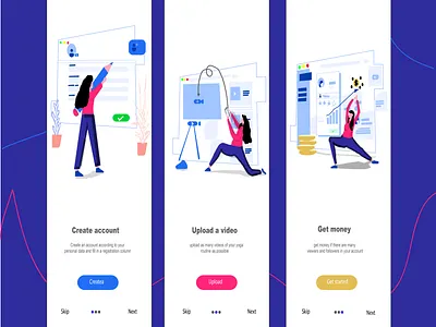 onbording yoga vidio app illustration ilustrator onboarding ui ux