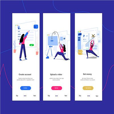 onbording yoga vidio app illustration ilustrator onboarding ui ux