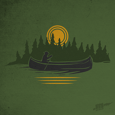 Canoeing adobe illustrator army colors army colors branding camping canoeing design graphic design great outdoors illustration nature illustration outdoor adventure trees vector vectorart vermont vintage