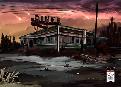 Cafe at the end of the world art artist concept digital art digital paint digital painting fantasy illustration illustrator painterly painting