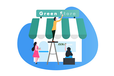 Green Store Ilustration freebies green store illustration store