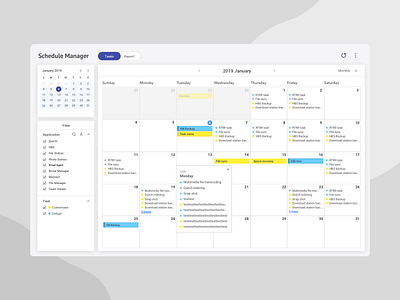 Dashboard | Calendar UI - Monthly View app ui calendar chart clean concept dashboad flat design minimalist platform schedule scheduling timeline ui web design