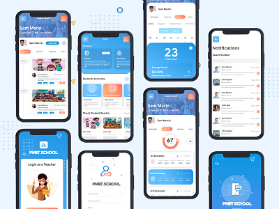 School App Concept UI/UX app app design clean color icons illustrations logo minimul mobile schoolapp uikit