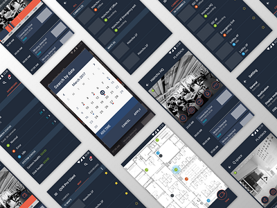 Mobile Surveillance App app design app ui calendar clean concept flat list view map monitoring dashboard remote control timeline ui uikits