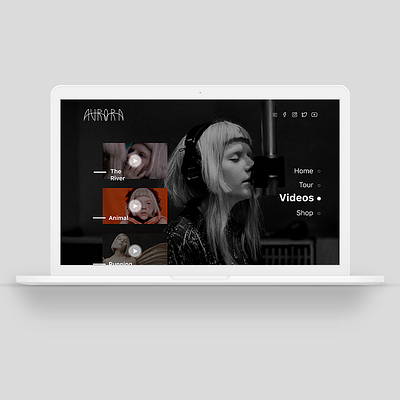 Aurora - Web Concept aurora interface design minimal music musician singlepage ui user interface ux video web