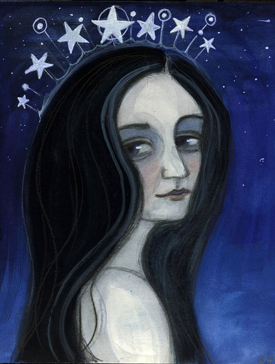 With Her Head in the Stars illustration painting portrait painting watercolor