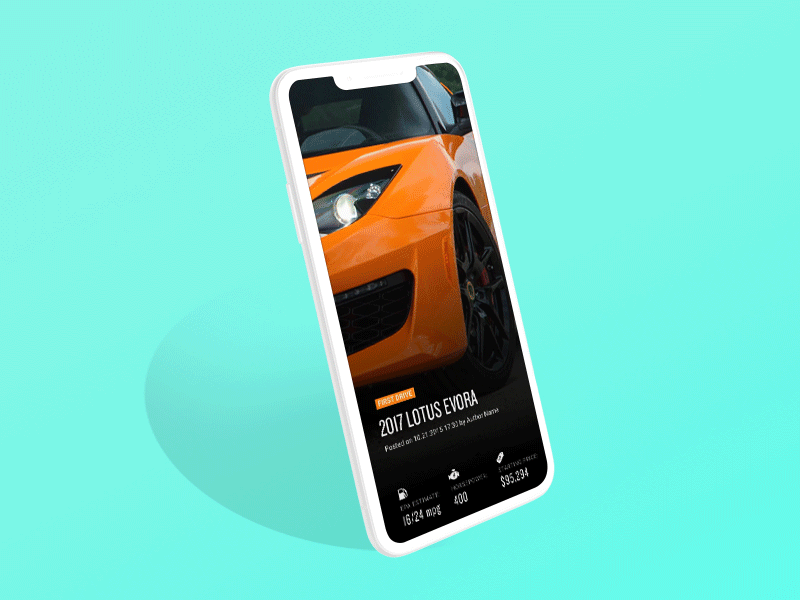 Auto Enthusiast App - Cover Story Concept app auto content iphone x mobile mobile app mobile app design