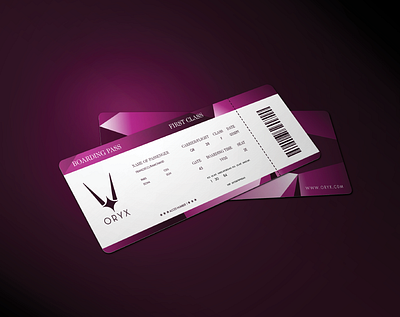 Oryx -flight ticket brand design brandidentity branding logo logo designer logodesign luxurious luxury luxury brand visual design visual identity