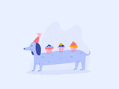 Wa have cakes! animal brush cake celebrate character child cute dachshund dog drawing happy illustration invitation invite procreate style