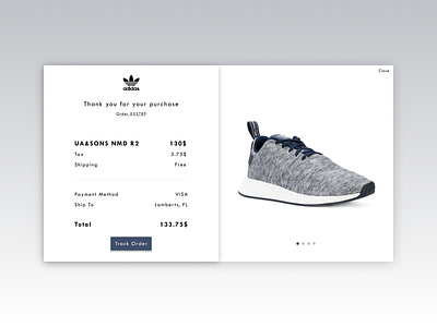 adidas receipt - Daily UI 017 017 adidas app application dailyui design flat grey minimal receipt ui ux web