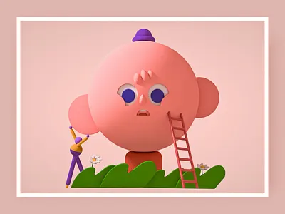 A small baby abstract c4d design emoji octane ui vector