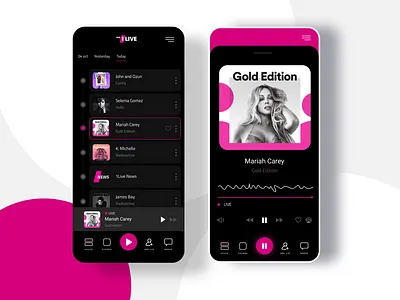 Radio App for WDR Live Germany app app design apple black contract dark interface ios live live music music pause pink play player radio radio app radioplayer radiostation screens white