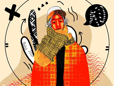 Light~ girl illustration orange red yellow 插画