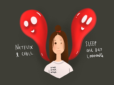 Sunday Feelings design digital painting editorial ghost girl illustration netflix netflix chill procreate sleep sunday tired work