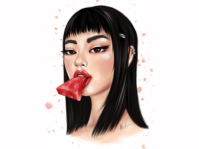 Strange asian girl adobe draw apple pencil design digital digital art draw drawing illustration ipad pro portrait portrait illustration portrait painting vector