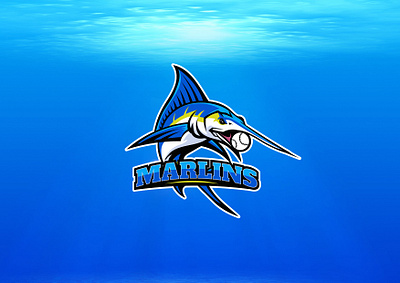 Marlin art baseball bluemarlin concept design fish logo marlin mascot mascot logo popart retro sea sport sports vector vintage