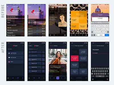 Fluenz - App (before after) app before after interaction design mobile app sketch ux ui visual design
