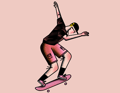 he was a skater boy illustration ipadpro scene skateboard skater texture vector