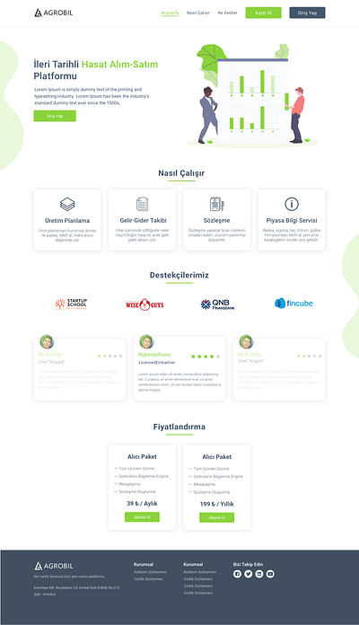 Agrobil Landing Page dashboard design ui website