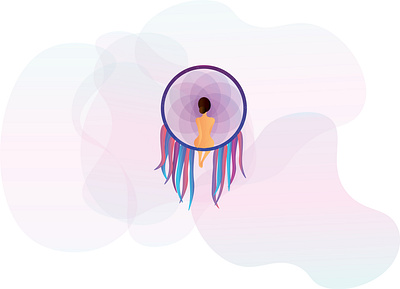 Girl dream catcher illustration blue design dreamcatcher flat illustration flatdesign girl illustraion pink purple