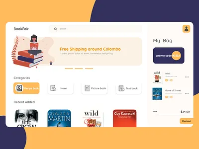 Book-Web-UI adobe xd illustration ui ux web