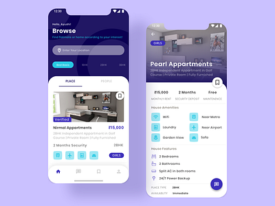 Roommate Finder App Design | Mobile App appartment experiencedesign home app iphone app iphonex mobile app mobile app design mobile application prototype real estate realestate rent rental app room booking roommate roommates rooms uiux uiuxdesign uxdesign