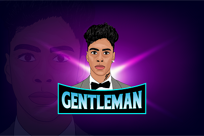 Gentleman caricature cartoon character logo mascot