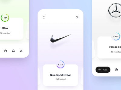 Investment App 3d animation app colorful data gradient investment mobile principle product transition ui ux
