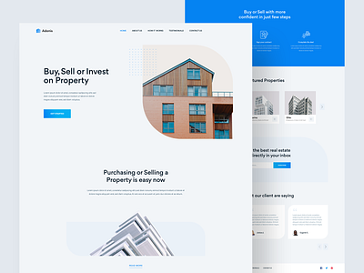 Real Estate Landing Page adobe xd flat landing design landing page minimal minimalism photoshop real estate real estate agency real estate branding real estate logo real estate website ui ux