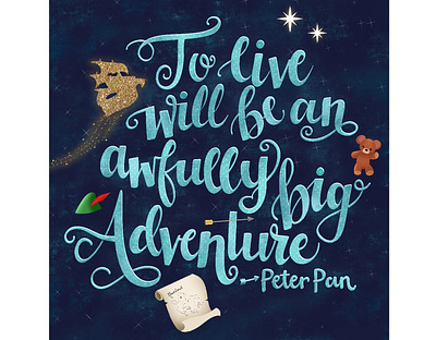 LIfe is a Big Adventure captain hook design digitalartwork disney illustration moderncalligraphy neverland pan peter peter pan pixiedust procreate procreatelettering thelostboys tinkerbell