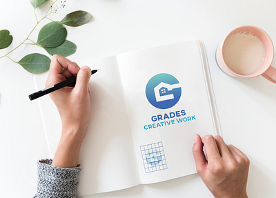 Real Estate Logo blue branding clean design dribbble graphic design identity illustration illustrator lettering logo minimal mock up photoshop type typography