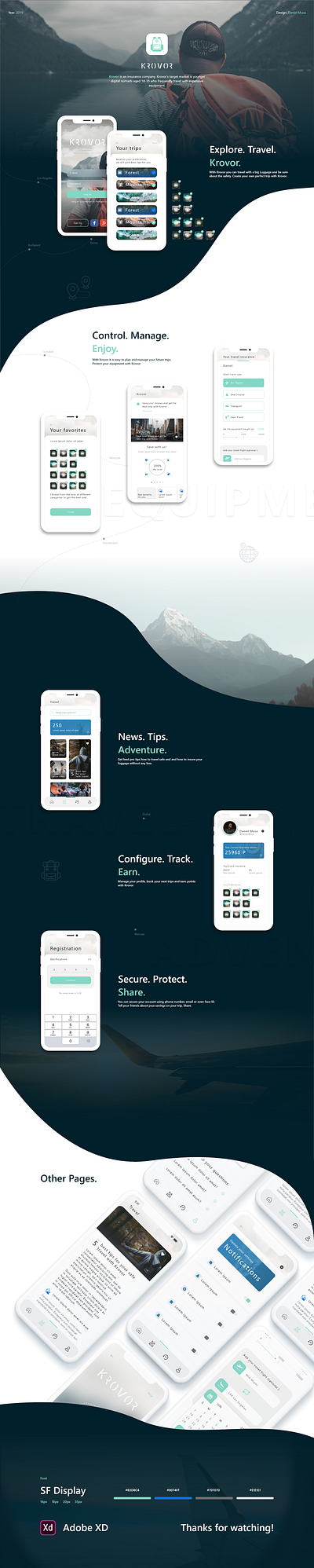 Krovor art direction clean minimal mobile design travel ui ux