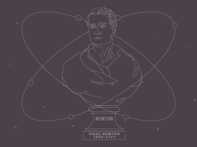 Newton Bust animated astronomer author illustration looping mathematician physicist science space theologian