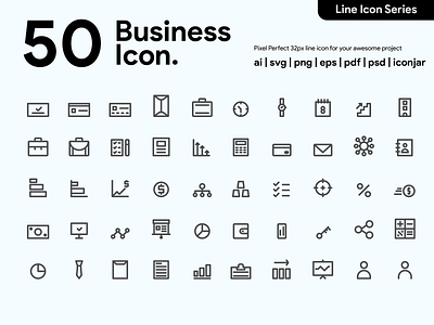 Kawaicon - 50 Business Line Icon business business icon icon a day icon app icon design icon set iconpack illustration line pixel perfect icon