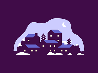 Aspen agrib architecture aspen buildings city community homes houses illustration illustrator moonlight negative space negativespace night nighttime purple snow snowy town winter