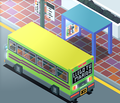 Bus station bus bus station hexels illustration illustration art isometric isometric illustration transportation