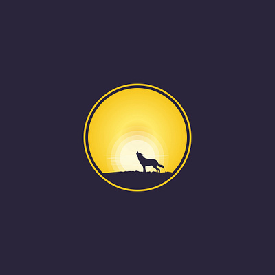 lone-wolf animal design illustration logo sunset vector