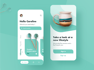 Ceramics app app blue ceramic ceramics clean design flat gradient icon porcelain price ui ux vector website