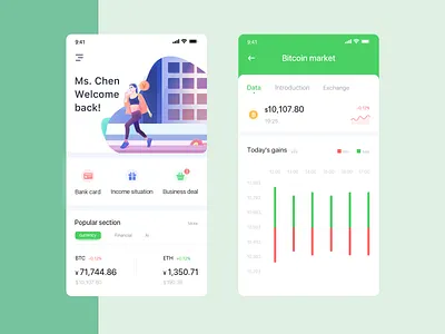 Virtual currency details app btc clean data design icon illustration ui ux