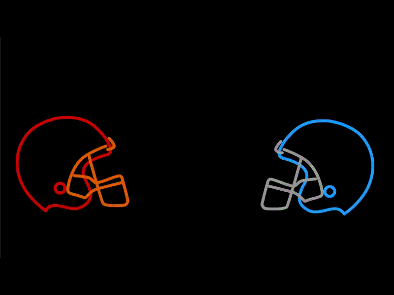 American Football Helmet Butting Head Neon Sign 2D Animation 2d animation animation ball bolt butting clash clashing football football ball gridiron head helmet lighting neon neon sign pigskin retro sport
