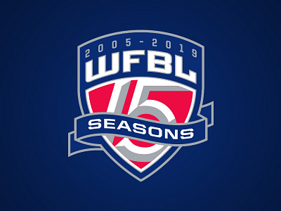 WFBL 15 Seasons Logo 15 anniversary athletics banner crest fantasy hoops logo seasons sports