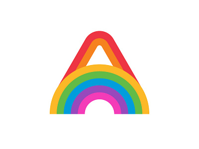 A + Rainbow 80s a logo brand identity branding colorful design icon identity design lettermark logo logo design rainbow rainbow logo retro symbol thicklines toy logo trademark