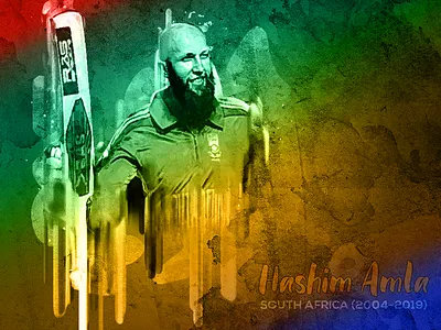Hishim Amla walpaper acrylic painting illustration