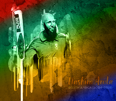 Hishim Amla walpaper acrylic painting illustration