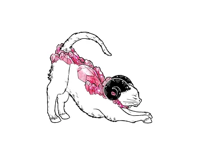 Hard Headed Cat Boops astrology cat chimera gemstone pink ram rose quartz