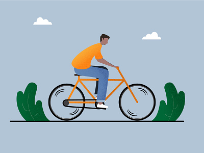 Summer Ride. bicycle bike boy cycling cyclist design guy illustration man