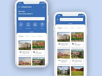 CollegeDekho conept UI app design ios typography ui ui ux design